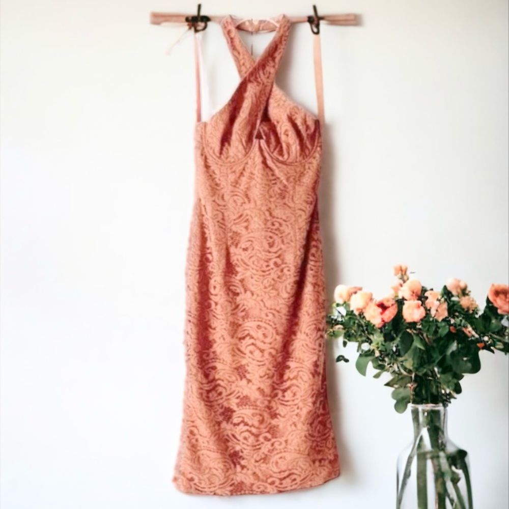 Bardot Riveria Crossover Halter Neck Cutout Corset Dress Size 6 - Picture 7 of 13
